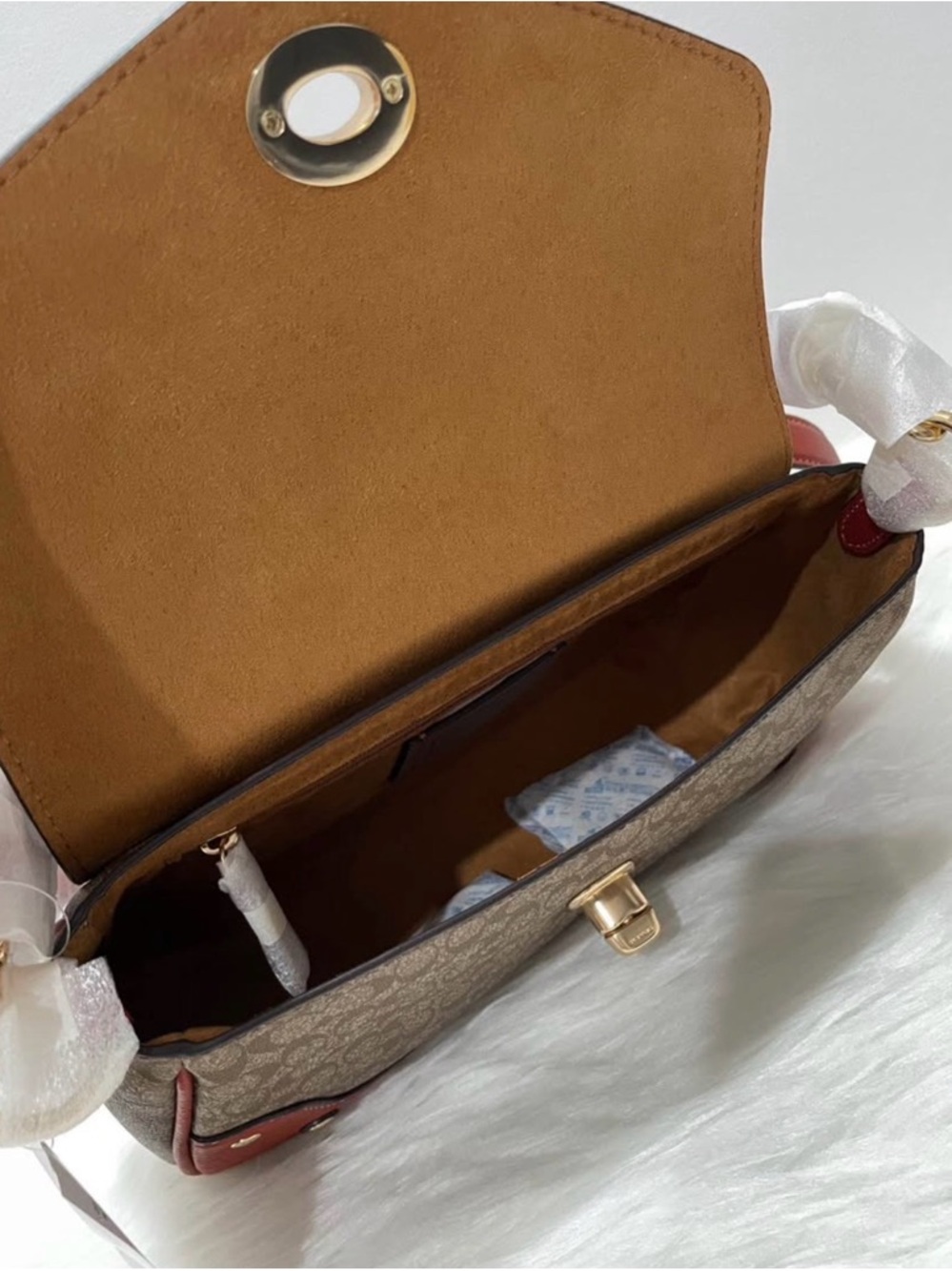 COACH MILLIE Shoulder Bag in Colorblock Signature Canvas Khaki Terracotta - Picture 9 of 10